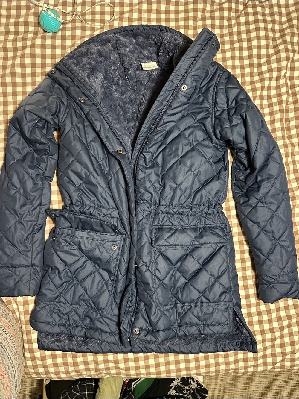 Columbia Copper Crest Novelty Quilted Jacket Navy Blue Small